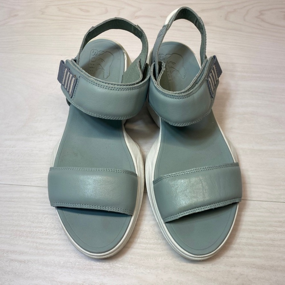 Sorel Womens 10 Kinetic Impact Sandal Sporty Blue Leather Platform NL4747-461
